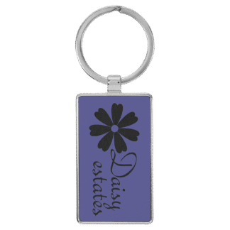 Purple Lasered Leatherette/Metal Rectangle Keychain