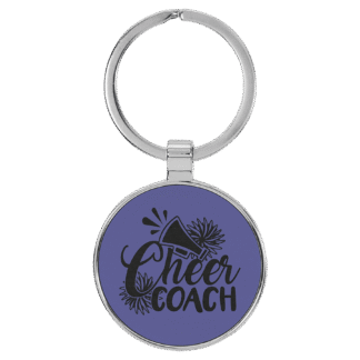 Purple Leatherette Round Keychain with Metal Frame