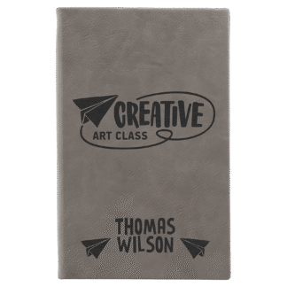 Gray Leatherette Sketch Book with White Unlined Paper