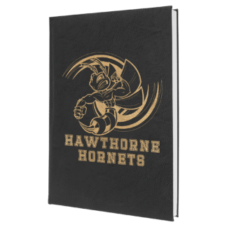 Black/Gold Leatherette Sketch Book with White Unlined Paper