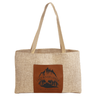 Rawhide Leatherette and Burlap Tote Bag