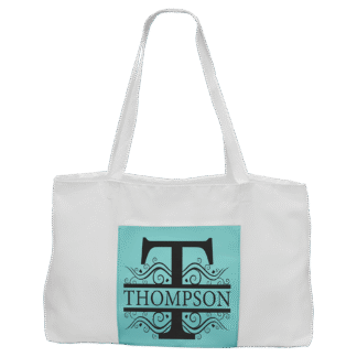 Teal Leatherette and Canvas Tote Bag