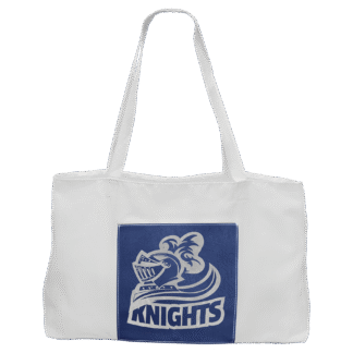 Blue/Silver Leatherette and Canvas Tote Bag