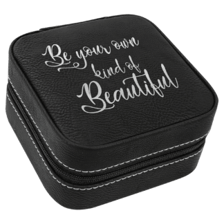 Black/Silver Leatherette Travel Jewelry Box