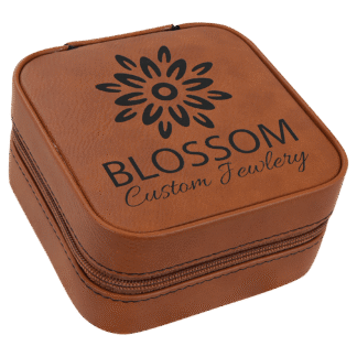 Rawhide Leatherette Travel Jewelry Box with Black Lining