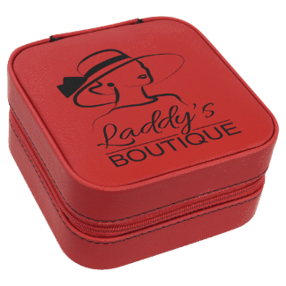 Red Leatherette Travel Jewelry Box with Black Lining