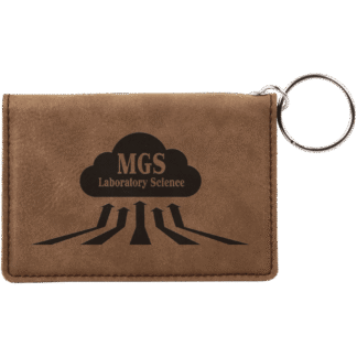 Dark Brown Leatherette ID Holder Keychain