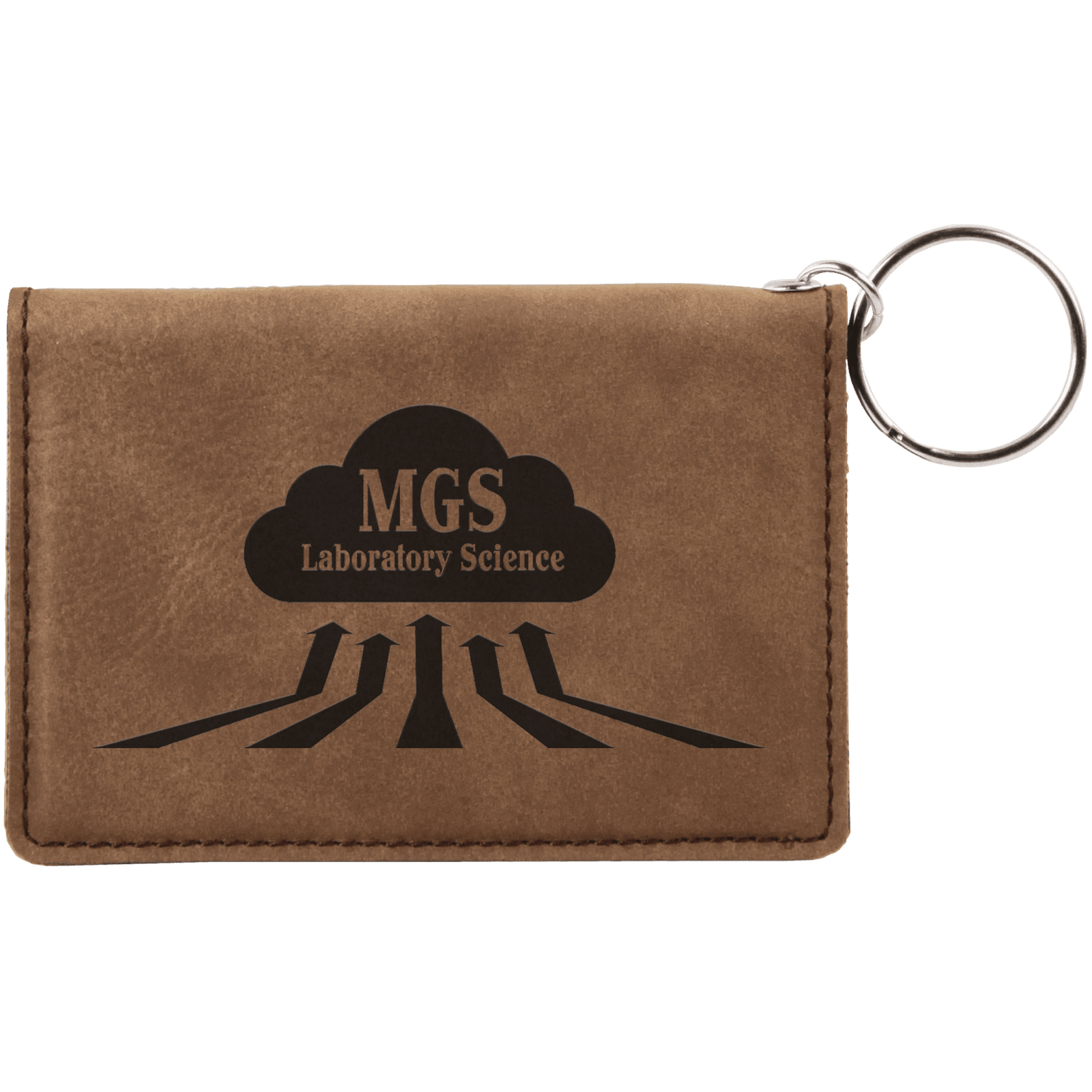 Dark Brown Leatherette ID Holder Keychain