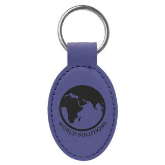 Purple Leatherette Oval Keychain