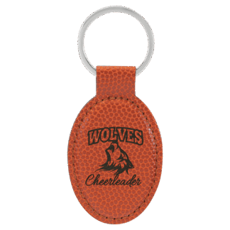 Basketball Leatherette Oval Keychain