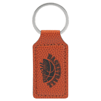 Basketball Leatherette Rectangle Keychain