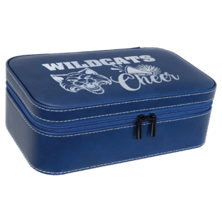 Blue/Silver Large Leatherette Jewelry Box