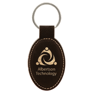 Black/Gold Leatherette Oval Keychain