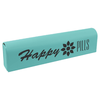 Teal Lasered Leatherette Pill Box with Days of the Week Organizer