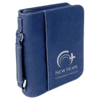 Blue/Silver Leatherette Book/Bible Cover with Zipper