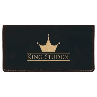Black/Gold Leatherette Checkbook Cover