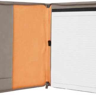 Gray Leatherette Portfolio with Zipper