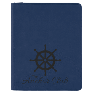 Blue Leatherette Portfolio with Zipper