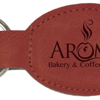 Rose Leatherette Oval Keychain