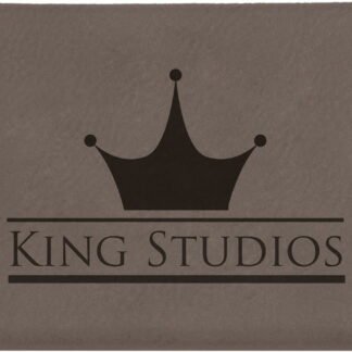 Gray Leatherette Hard Business Card Case with Magnetic Closure