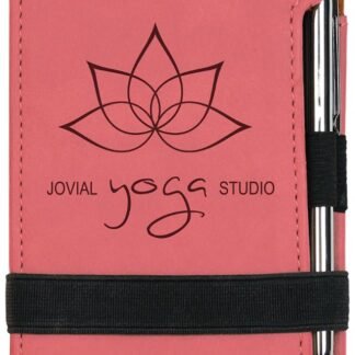 Pink Leatherette Mini Notepad with Pen
