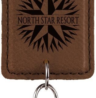 Dark Brown Leatherette Rectangle Bottle Opener Keychain