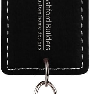 Black/Silver Leatherette Rectangle Bottle Opener Keychain