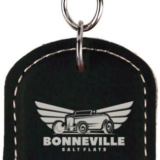 Black/Silver Leatherette Oval Bottle Opener Keychain