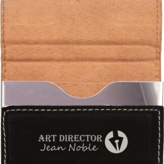 Black/Silver Leatherette Hard Business Card Case with Magnetic Closure