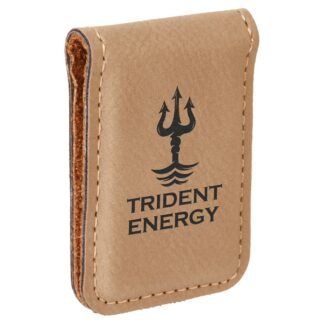 Light Brown Leatherette Money Clip