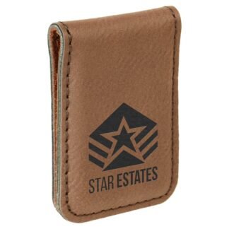 Dark Brown Leatherette Money Clip