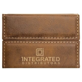 Rustic/Gold Leatherette Hard Business Card Case with Magnetic Closure