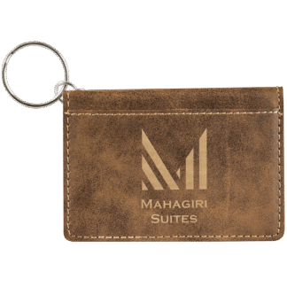 Rustic/Gold Leatherette ID Holder Keychain