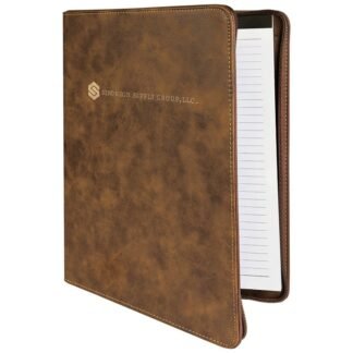 Rustic/Gold Leatherette Portfolio with Zipper