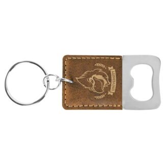 Rustic/Gold Leatherette Rectangle Bottle Opener Keychain