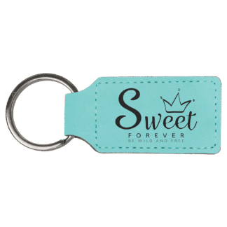 Teal Leatherette Rectangle Keychain