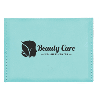 Teal Leatherette Hard Business Card Case with Magnetic Closure