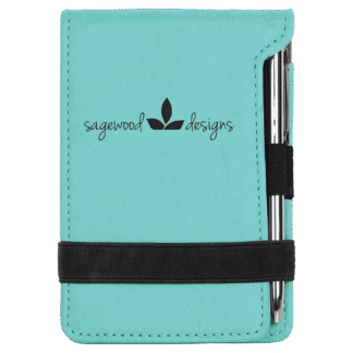 Teal Leatherette Mini Notepad with Pen