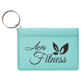 Teal Leatherette ID Holder Keychain