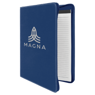 Blue/Silver Leatherette Portfolio with Zipper