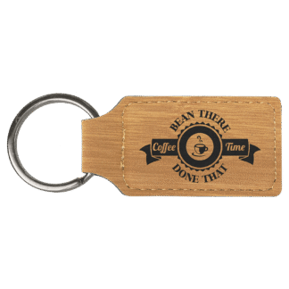 Bamboo Leatherette Rectangle Keychain