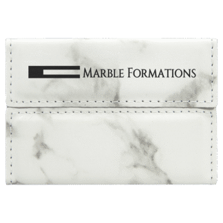 White Marble Leatherette Hard Business Card Case with Magnetic Closure