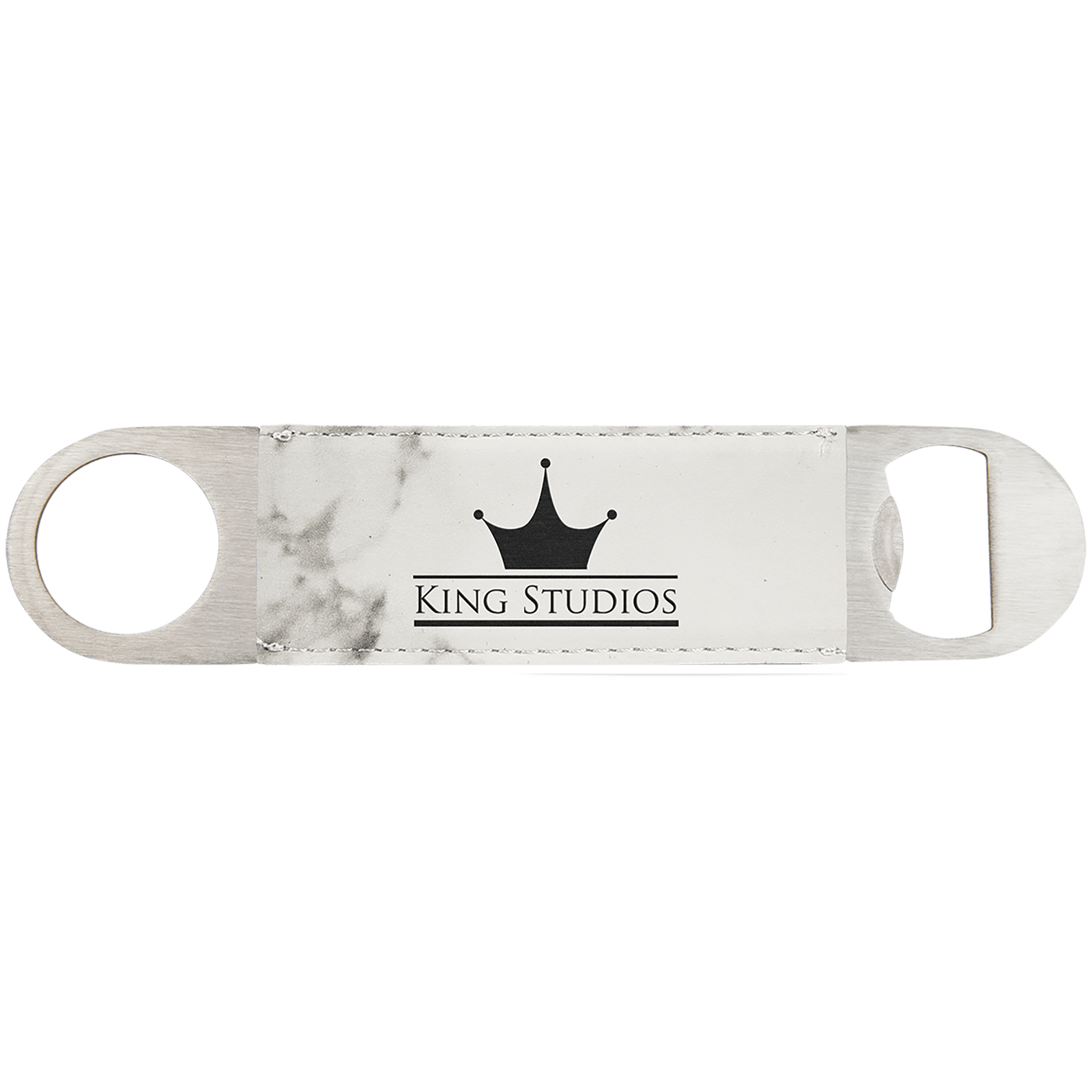 White Marble Leatherette Bottle Opener