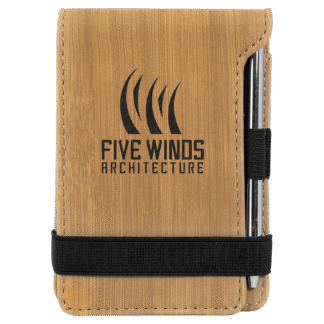 Bamboo Leatherette Mini Notepad with Pen