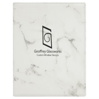 White Marble Leatherette Portfolio