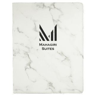 White Marble Leatherette Portfolio