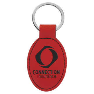 Red Leatherette Oval Keychain