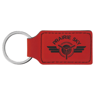 Red Leatherette Rectangle Keychain
