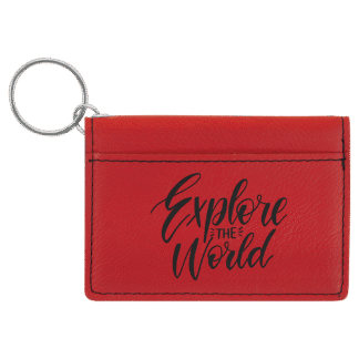 Red Leatherette ID Holder Keychain