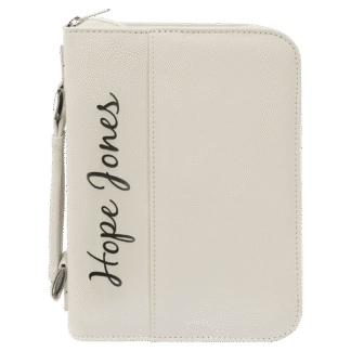 White Leatherette Book/Bible Cover with Zipper